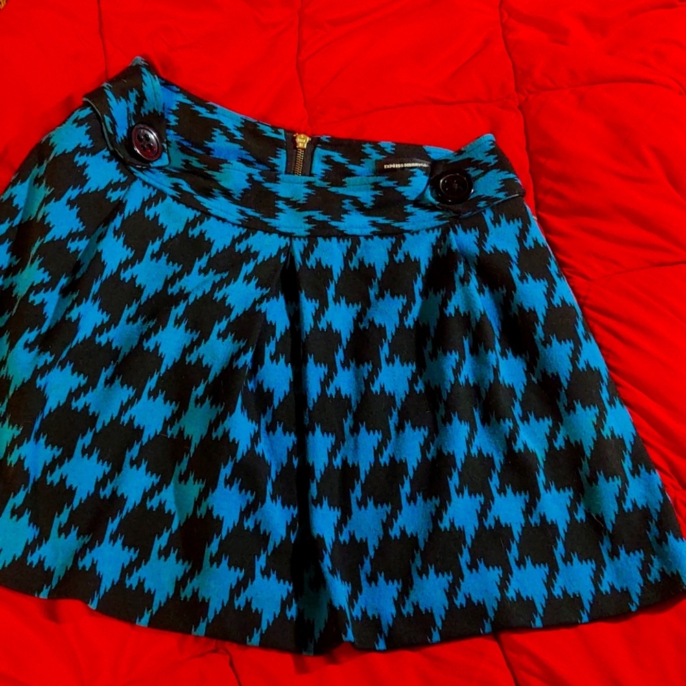 Express 8 turquoise hounds tooth skirt Y2K vintage